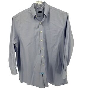 Proper Cloth Shirt 17.5 Blue Gingham‎ Check Non-Iron Long Sleeve Dress Shirt